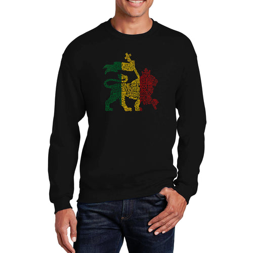 One Love Rasta Lion - Men's Word Art Crewneck Sweatshirt