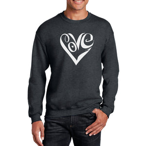 Script Love Heart  - Men's Word Art Crewneck Sweatshirt