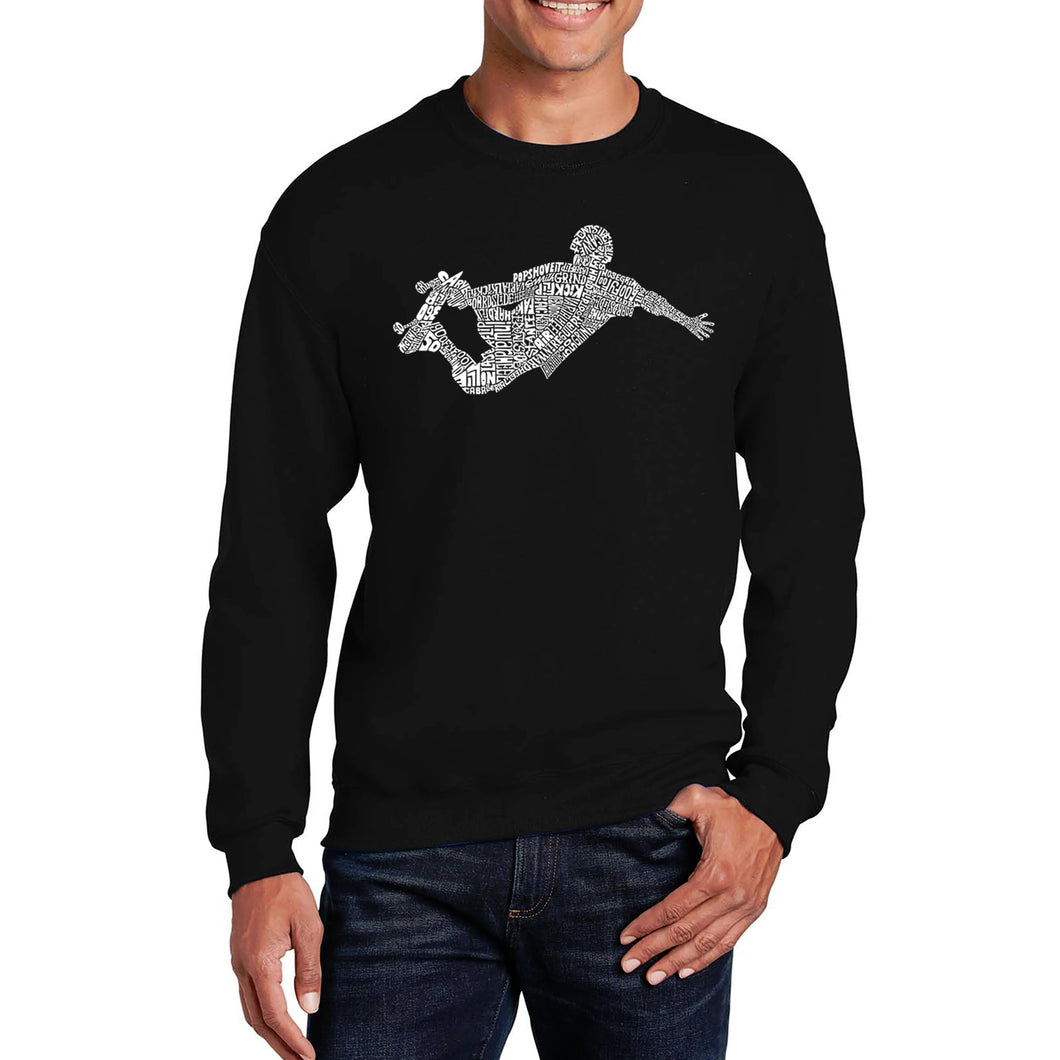 POPULAR SKATING MOVES & TRICKS - Men's Word Art Crewneck Sweatshirt