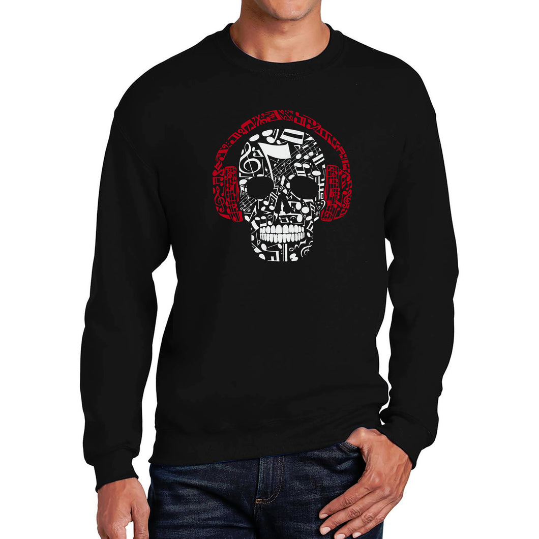 Music Notes Skull  - Men's Word Art Crewneck Sweatshirt