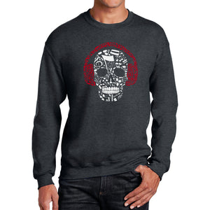 Music Notes Skull  - Men's Word Art Crewneck Sweatshirt