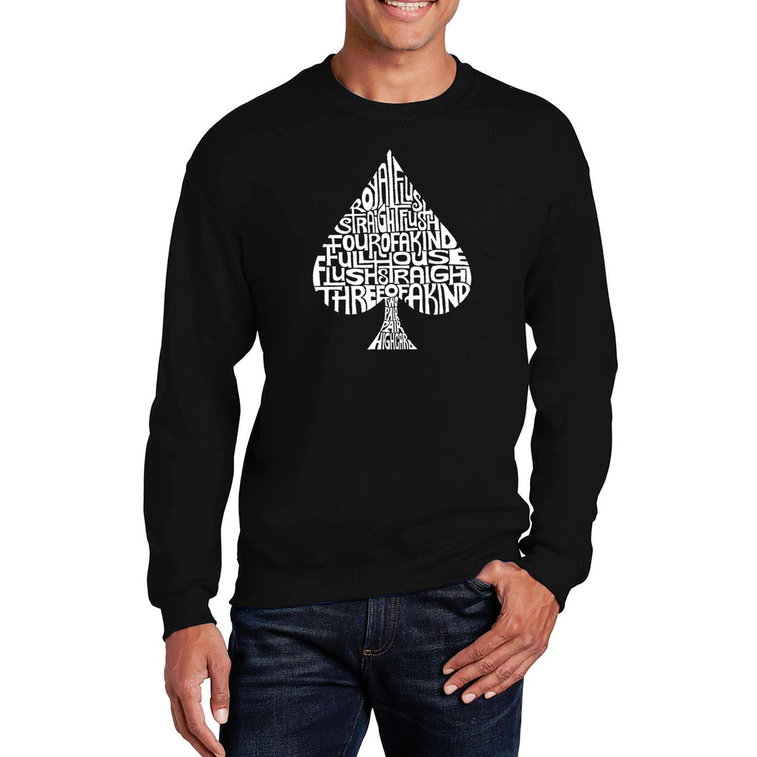 ORDER OF WINNING POKER HANDS - Men's Word Art Crewneck Sweatshirt