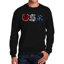 Load image into Gallery viewer, USA Fireworks - Men&#39;s Word Art Crewneck Sweatshirt