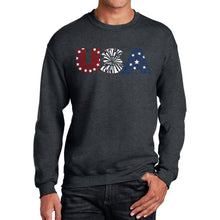 Load image into Gallery viewer, USA Fireworks - Men&#39;s Word Art Crewneck Sweatshirt