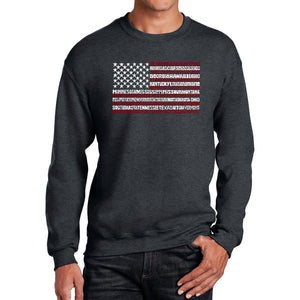 50 States USA Flag  - Men's Word Art Crewneck Sweatshirt
