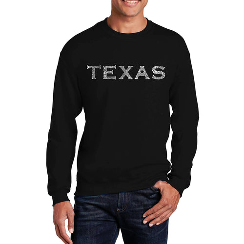 THE GREAT CITIES OF TEXAS - Men's Word Art Crewneck Sweatshirt
