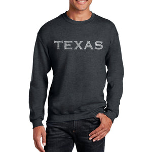 THE GREAT CITIES OF TEXAS - Men's Word Art Crewneck Sweatshirt