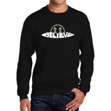 Load image into Gallery viewer, Believe UFO - Men&#39;s Word Art Crewneck Sweatshirt