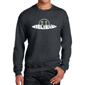 Believe UFO - Men's Word Art Crewneck Sweatshirt