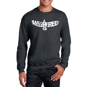 Wild and Free Eagle -  Men's Word Art Crewneck Sweatshirt