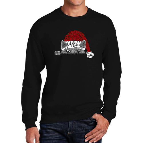 Christmas Peeking Cat - Men's Word Art Crewneck Sweatshirt