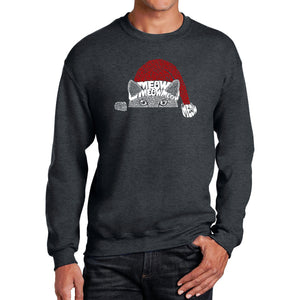 Christmas Peeking Cat - Men's Word Art Crewneck Sweatshirt
