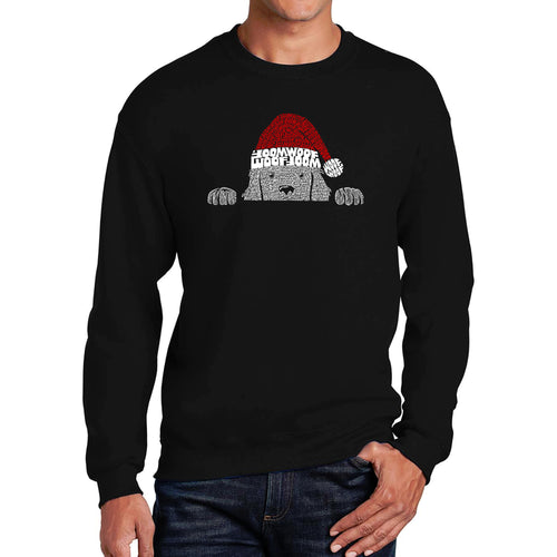 Christmas Peeking Dog - Men's Word Art Crewneck Sweatshirt
