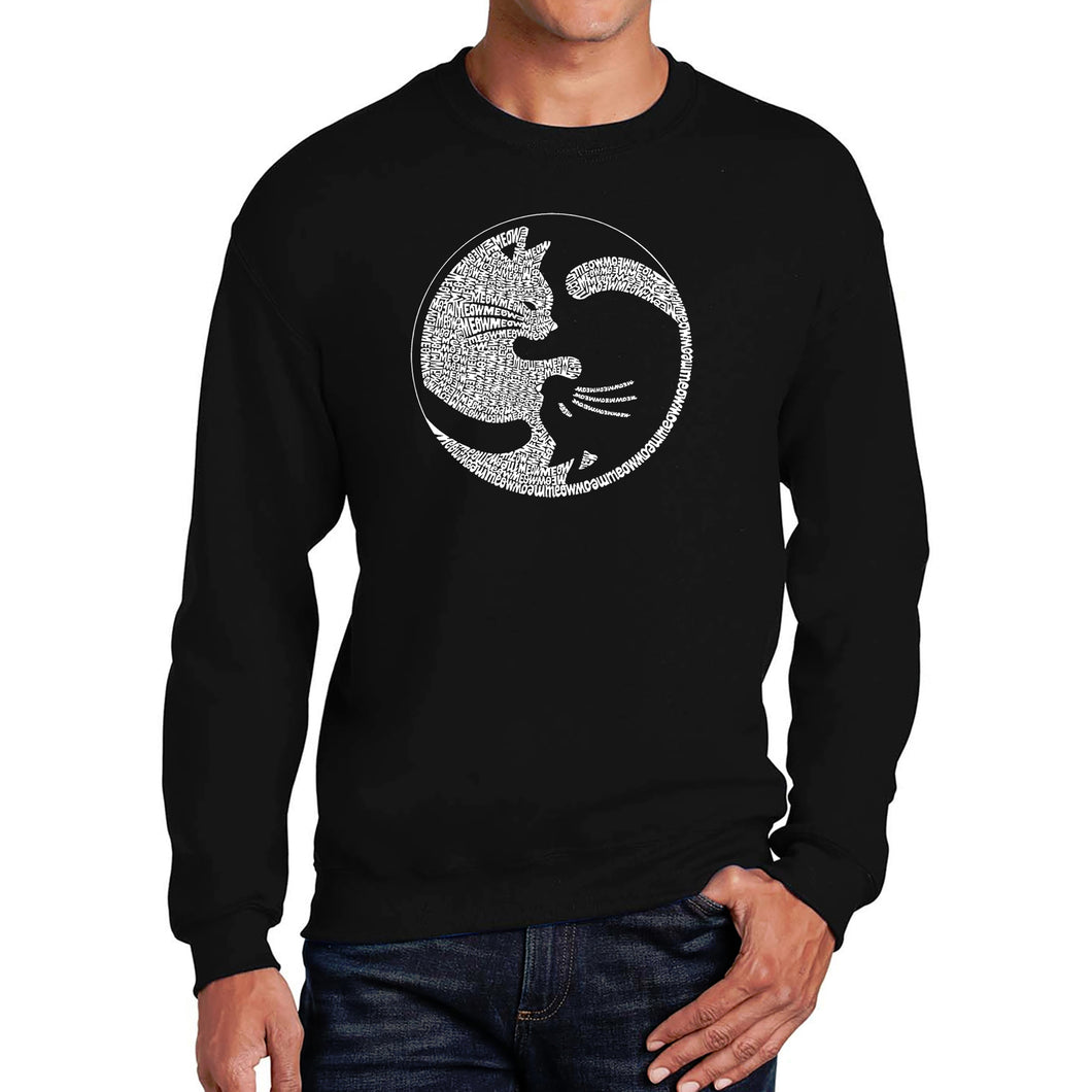 Yin Yang Cat  - Men's Word Art Crewneck Sweatshirt