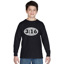 Load image into Gallery viewer, John 3:16 - Boy&#39;s Word Art Long Sleeve