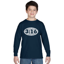 Load image into Gallery viewer, John 3:16 - Boy&#39;s Word Art Long Sleeve