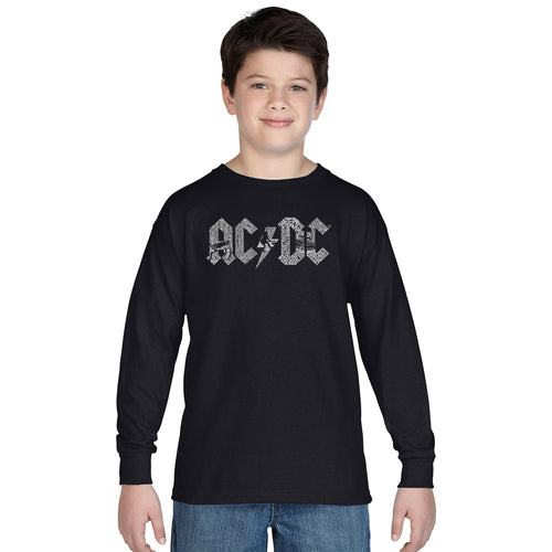 LA Pop Art Boy's Word Art Long Sleeve - AC/DC