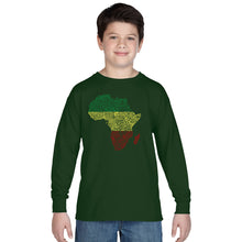 Load image into Gallery viewer, LA Pop Art Boy&#39;s Word Art Long Sleeve - Countries in Africa