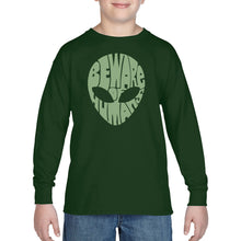 Load image into Gallery viewer, LA Pop Art Boy&#39;s Word Art Long Sleeve - Beware of Humans