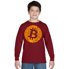 Load image into Gallery viewer, LA Pop Art Boy&#39;s Word Art Long Sleeve - Bitcoin