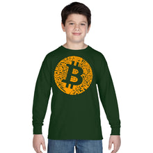 Load image into Gallery viewer, LA Pop Art Boy&#39;s Word Art Long Sleeve - Bitcoin