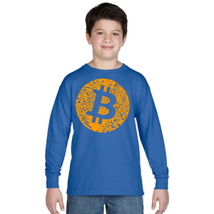 LA Pop Art Boy's Word Art Long Sleeve - Bitcoin