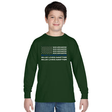 Load image into Gallery viewer, LA Pop Art Boy&#39;s Word Art Long Sleeve - Blue Lives Matter