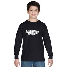 Load image into Gallery viewer, Bass Gone Fishing - Boy&#39;s Word Art Long Sleeve