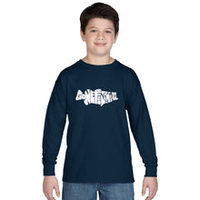 Load image into Gallery viewer, Bass Gone Fishing - Boy&#39;s Word Art Long Sleeve