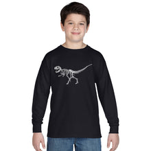 Load image into Gallery viewer, Dinosaur TRex Skeleton - Boy&#39;s Word Art Long Sleeve