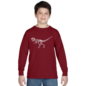 Dinosaur TRex Skeleton - Boy's Word Art Long Sleeve