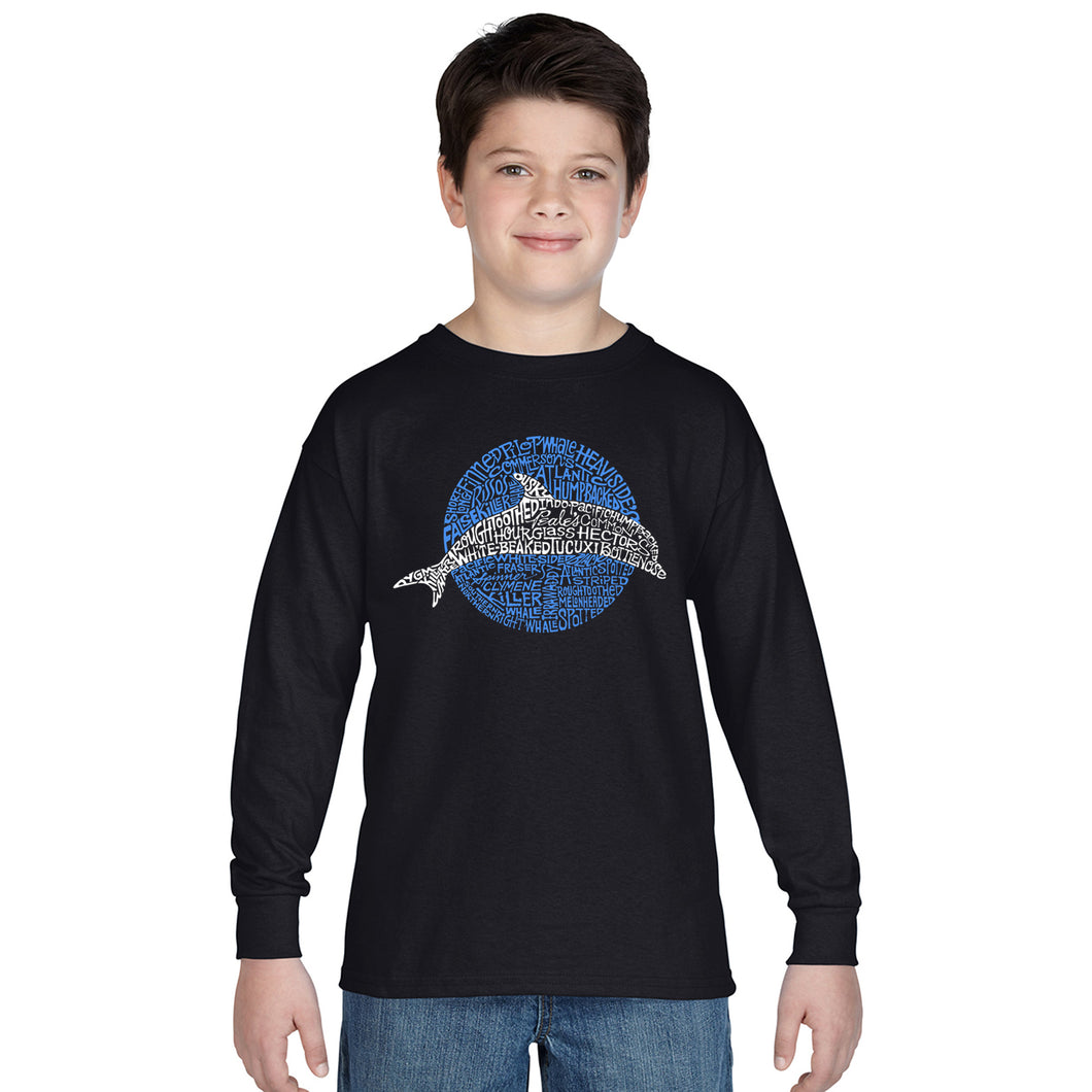 Species of Dolphin - Boy's Word Art Long Sleeve