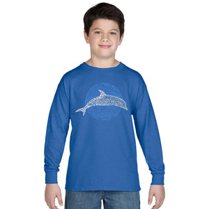 Species of Dolphin - Boy's Word Art Long Sleeve