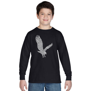 LA Pop Art Boy's Word Art Long Sleeve - Eagle