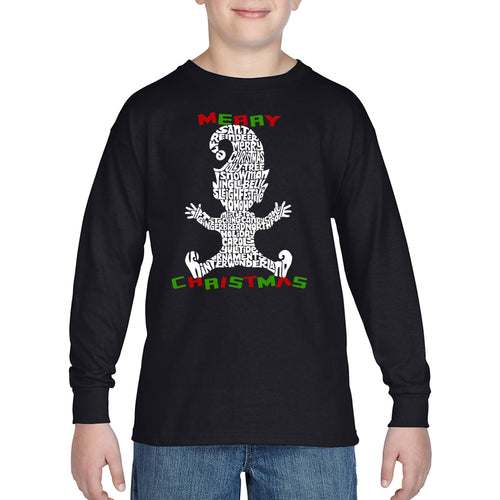 Christmas Elf - Boy's Word Art Long Sleeve T-Shirt