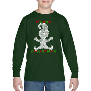 Christmas Elf - Boy's Word Art Long Sleeve T-Shirt