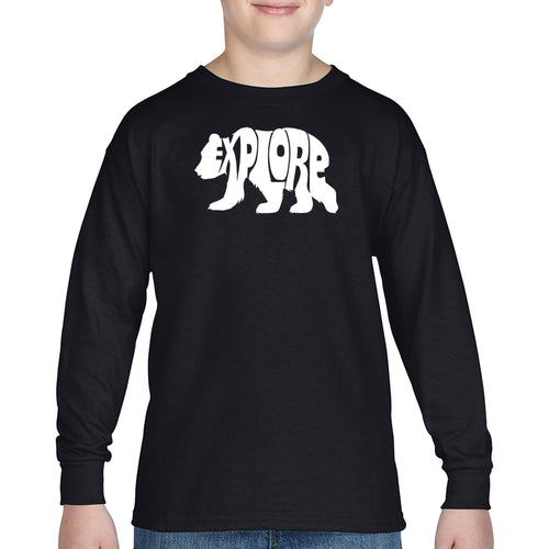 Explore - Boy's Word Art Long Sleeve T-Shirt