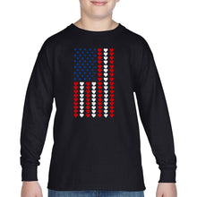 Load image into Gallery viewer, Heart Flag - Boy&#39;s Word Art Long Sleeve T-Shirt