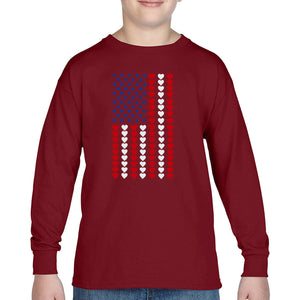 Heart Flag - Boy's Word Art Long Sleeve T-Shirt