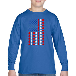 Heart Flag - Boy's Word Art Long Sleeve T-Shirt