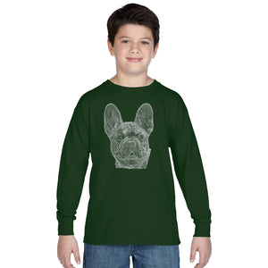 LA Pop Art Boy's Word Art Long Sleeve - French Bulldog