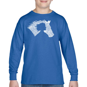 Girl Horse - Boy's Word Art Long Sleeve T-Shirt