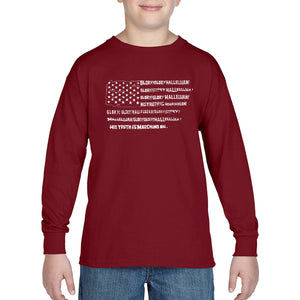 LA Pop Art Boy's Word Art Long Sleeve - Glory Hallelujah Flag