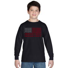 Load image into Gallery viewer, LA Pop Art Boy&#39;s Word Art Long Sleeve - God Bless America