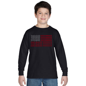 LA Pop Art Boy's Word Art Long Sleeve - God Bless America