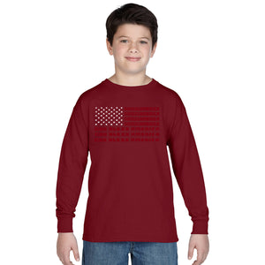 LA Pop Art Boy's Word Art Long Sleeve - God Bless America