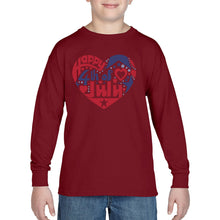 Load image into Gallery viewer, Boy&#39;s Word Art Long Sleeve - July 4th Heart