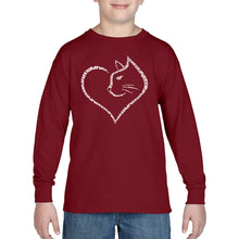 Load image into Gallery viewer, Cat Heart - Boy&#39;s Word Art Long Sleeve T-Shirt