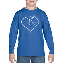 Load image into Gallery viewer, Cat Heart - Boy&#39;s Word Art Long Sleeve T-Shirt