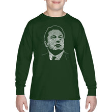 Load image into Gallery viewer, LA Pop Art Boy&#39;s Word Art Long Sleeve - Elon Musk